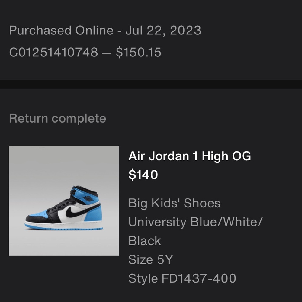Air Jordan 1 Retro High OG UNC Toe (GS) - FD1437 - 400 - US - Picture 16 of 16